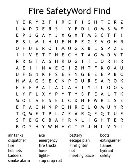 Fire Safetyword Find Word Search Wordmint