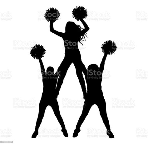 Girls Of Cheerleading Made A Pyramid Silhouette Isolated Vector