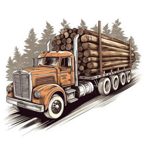 Premium Ai Image An Orange Truck With Logs On The Back Is Carrying A