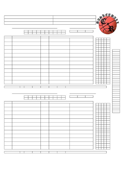 Basketball Score Sheet Printable Printable Word Searches