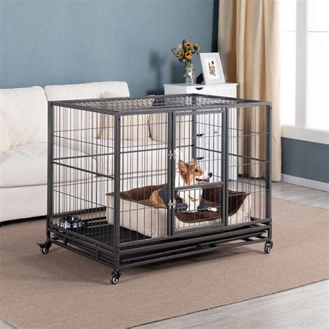 Yaheetech 43 Inch Open Top Heavy Duty Strong Metal Pet Dog Cage Crate