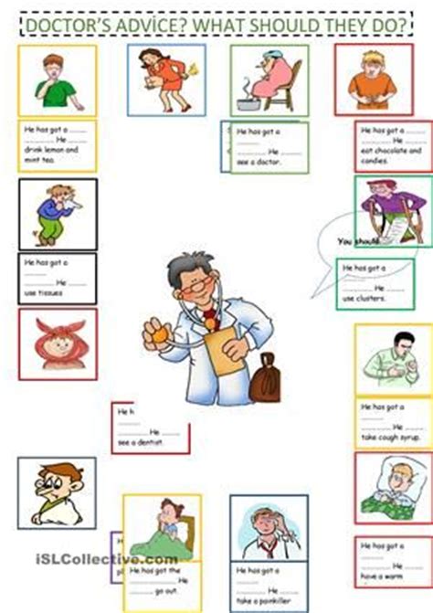 English grammar worksheets on tenses and verbs. Doctor's Advice What Should they do? With an answer key ...