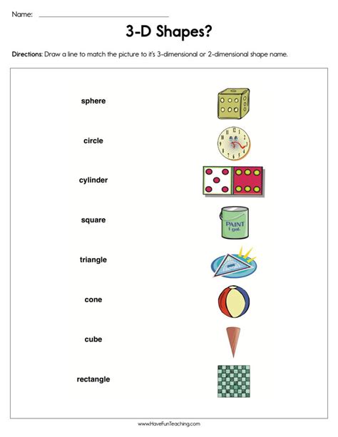 3d Shapes Matching Worksheet • Have Fun Teaching