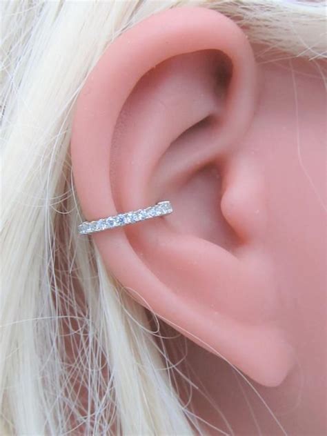 14k Solid White Gold Conch Piercing Eternity Clicker Etsy Ear