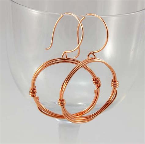 Handcrafted Copper Earrings Twisted Hoop Earrings Oxidized Etsy