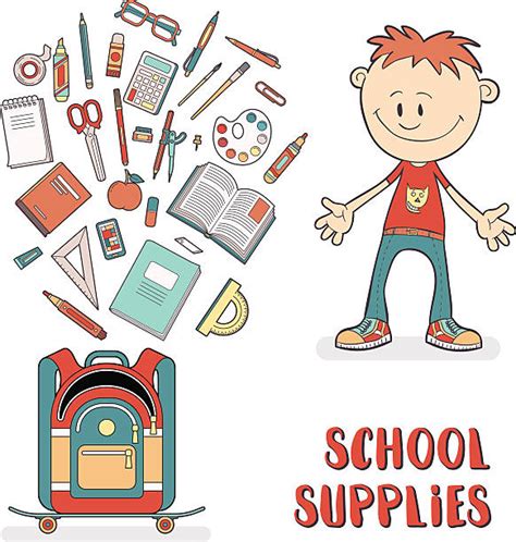 Boy Packing School Bag Illustrations Royalty Free Vector Graphics