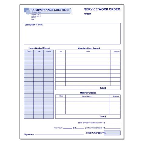 Printable work order forms by : Carbonless Work Order Forms Customized | DesignsnPrint