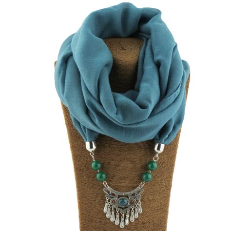 mantieqingway fashion alloy pendant scarves jewelry necklace scarf for women muffler national