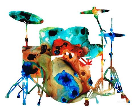 Colorful Drum Set Art Print By Sharon Cummings Description From