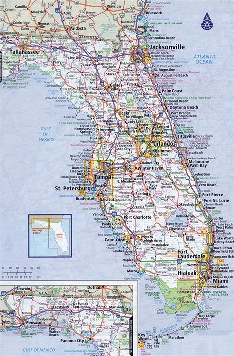 Large Detailed Roads And Highways Map Of Florida State With Etsy
