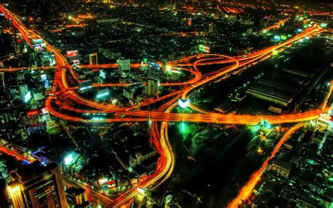 1920x1200 Bangkok Thailand Night City Night City Lights Traffic