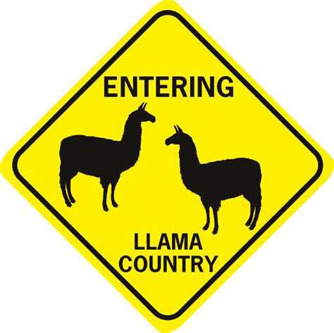 Llama Entering Llama Country World Famous Sign Co