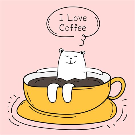 cute adorable cute coffee clipart cute cartoon hand drawn bunny loves stock vector 341892101