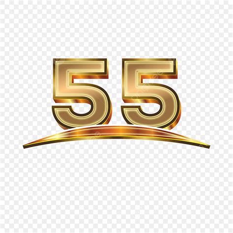3d золотые числа 55 с галочкой на прозрачном фоне Png число символ