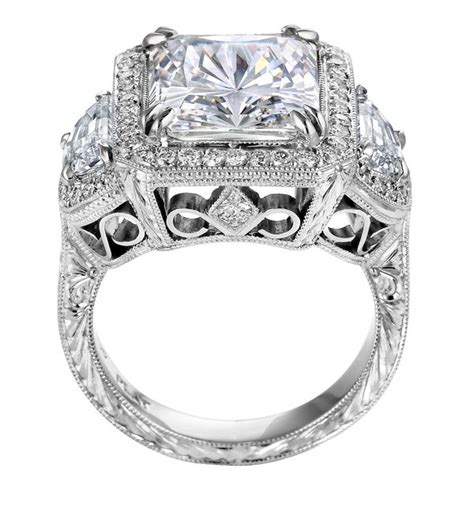 More than merely beautiful, three stone engagement rings are rich with symbolism and personal significance. Radiant Cut Three Stone Engagement Ring with Vintage ...