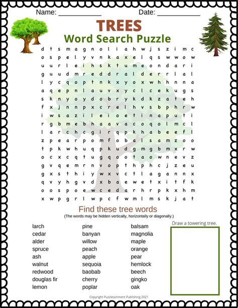 Trees Word Search Puzzle Great Nature Word Search For Kids Puzzles
