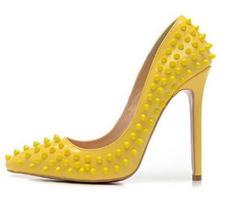Nude Patent Leather Rivet Spikes Poined Toes High Heels Shoes Women Lady Genuine Leather Wedding