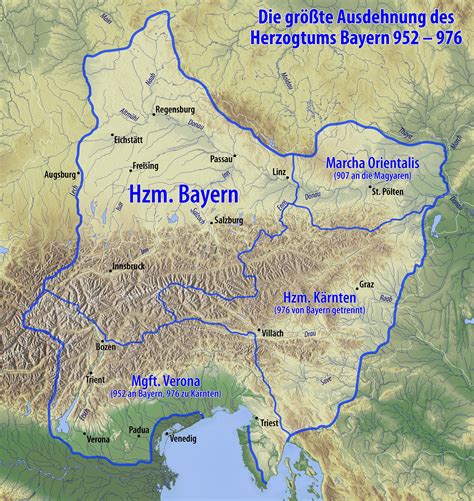 The Duchy Of Bavaria At Its Greatest Extend From 952 To 976 Bavaria