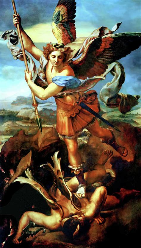 Saint Michael Overthrowing The Demon Painting By Raphael