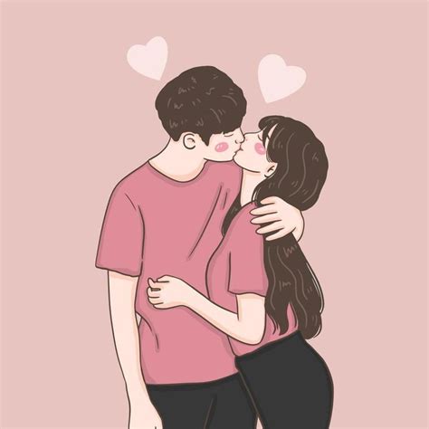 Happy Love Couple Fall In Love Illustration Valentine Celebration Cute Couple Drawings Cute