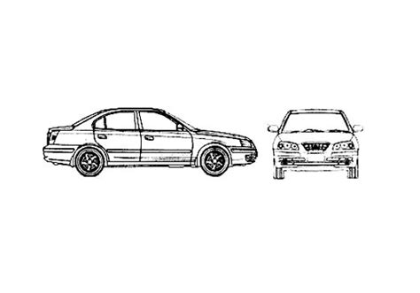 Download Drawing Hyundai Elantra Sedan 2002 In Ai Pdf Png Svg Formats
