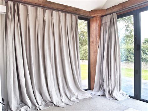 Grace And Goldney Pale Grey Pencil Pleat Interlined Linen Curtains