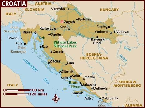 Illustrato nella mappa a ovest del meridiano 13°50'. Croatia Mapa del País | Mapa de la Geografía Regional de ...