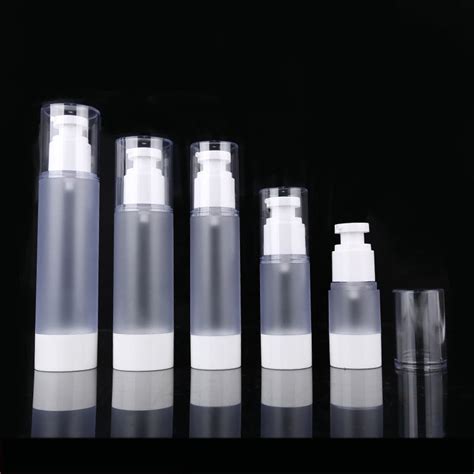 Frosted/brushed aluminum airless bottles with pumps. Frosted Plastic Airless Cosmetic Bottles Makeup Pump ...
