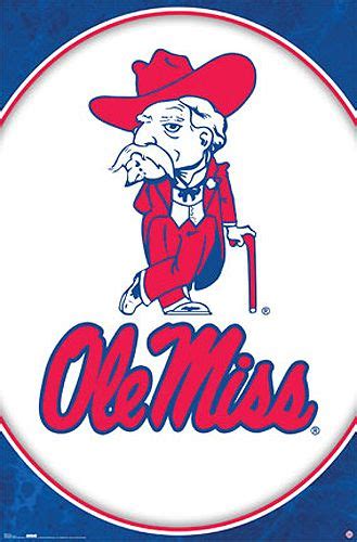 University Of Mississippi Ole Miss Rebels Logo Poster Colonel Reb Mascot Available At