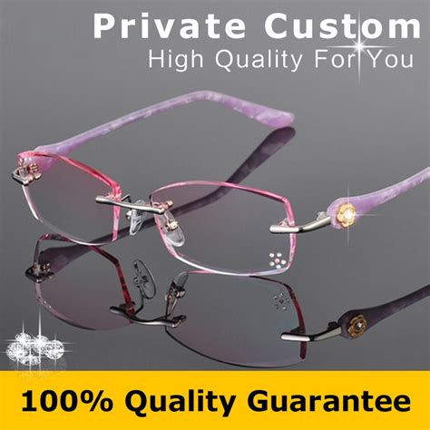 personal customized rimless eyeglasses women fashion glasses lady myopic prescription glasses
