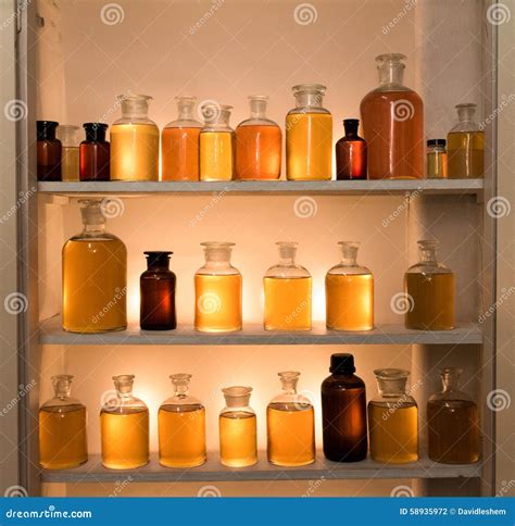 Medicine Bottles Cabinet Stock Photo Image Of Chemical 58935972