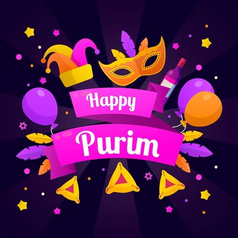 Free Vector Colorful Happy Purim Day