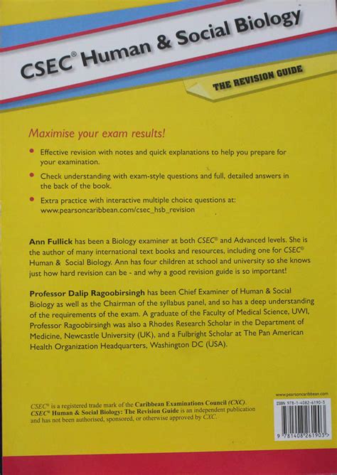 Revision Guide Human And Social Biology Csec Tccu Bookstore And Outlet