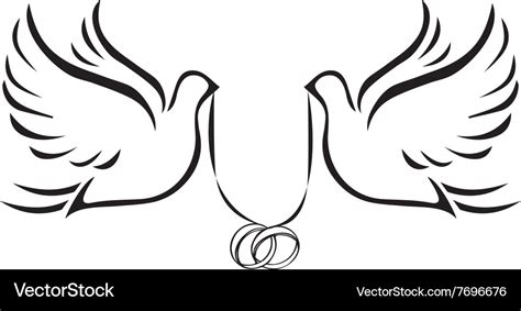 Doves With Wedding Rings 2 Royalty Free Vector Image