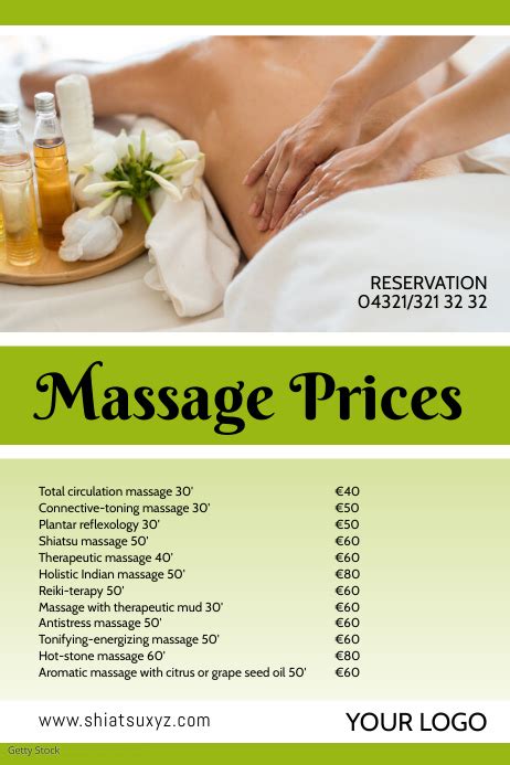 Massage Studio Price List Offer Treatments Ad Template Postermywall