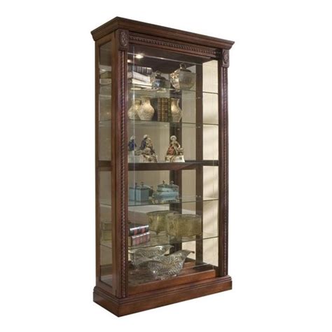 This curio has one adjustable glass shelf and interior touch lighting. Pulaski Medallion Cherry Curio Cabinet glass display Wood ...