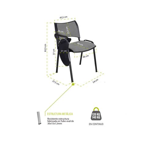 Silla Colectividad Iso Smart Tapizada Con Pala Abatible Patas Grises