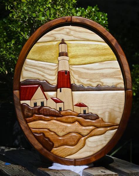 Hardwood Lighthouse Intarsia Wall Art By Sierrawoodsculptures 52500