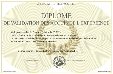 Diplome De Validation Des Acquis De L Experience