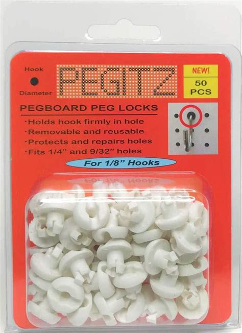 Pegitz Pegboard Peg Locks 50pcs 18 Inch White