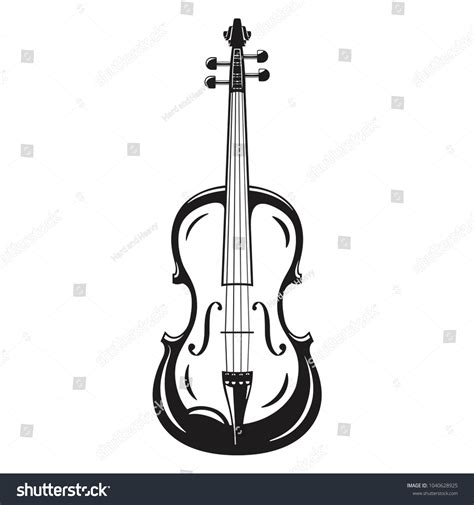Outline Monochrome Silhouette Icon Violin Classical Stock Vector