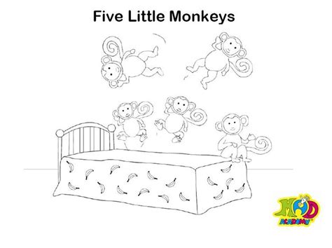 Five Little Monkeys Jumping On The Bed Coloring Pages Coloring Pages
