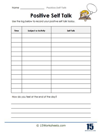 Positive Self Talk Worksheets 15