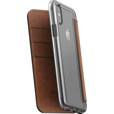 Nomad Folio Case For Iphone X Clear Horween Brown Leather Sportique