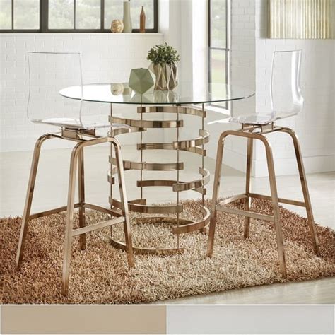 Nova Round Glass Top Vortex Iron Base 3 Piece Counter Height Dining Set By Inspire Q Bold On