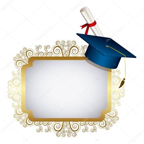 Fondo Para Diplomas De Inicial Emblema Metal Oro Con Sombrero De