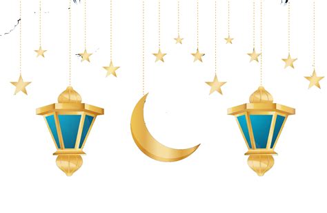 Ramadan Kareem Islamic Background With Moon And Lantern Download Png Image