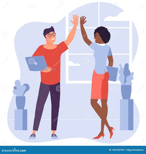 Teamwork High Five Vector Iconcept Stock Vector Illustration Of