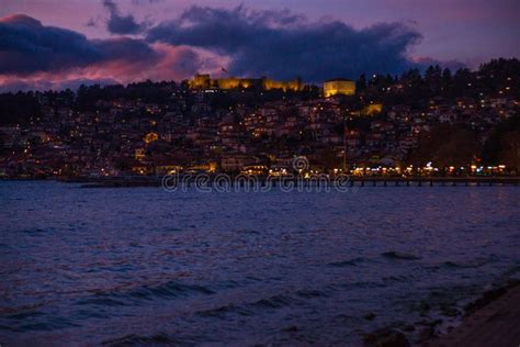 Ohrid North Macedonia Beautiful Evening Landscape After Sunset On