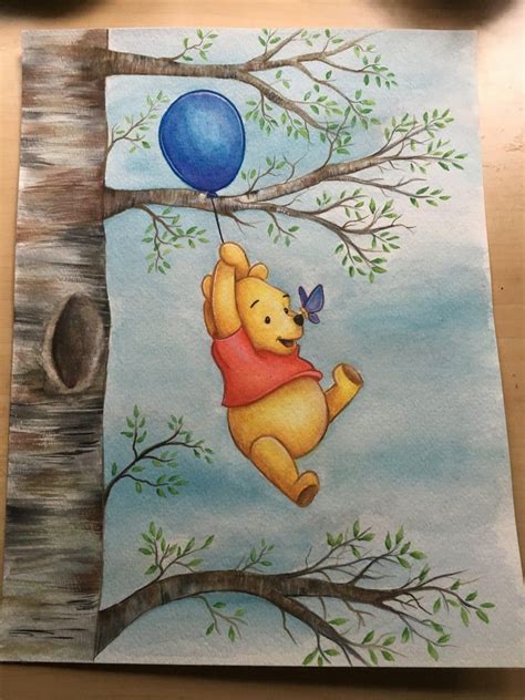 Winnie The Pooh Watercolor Painting Print Etsy Disney Canvas Art